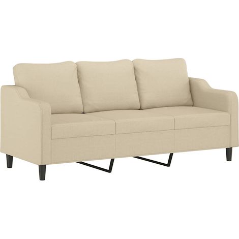 Canapé Sofa à 3 places Crème 180 cm Tissu (1/5)