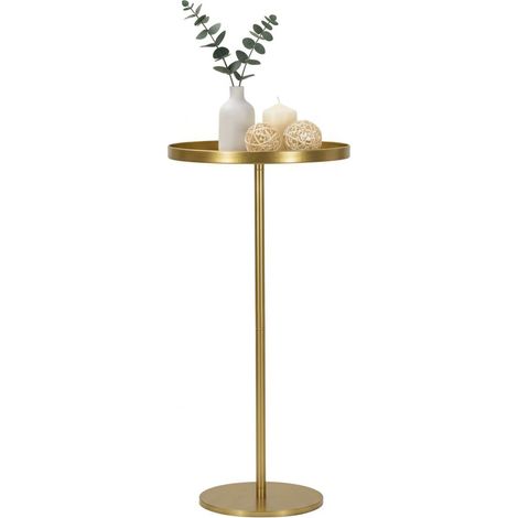 Dmora - Wohnzimmertisch Argile, Lounge-Arbeitsplatte, Kaffeeregal, Couchtisch für Sofa, Gold, 51x51 h100 cm
