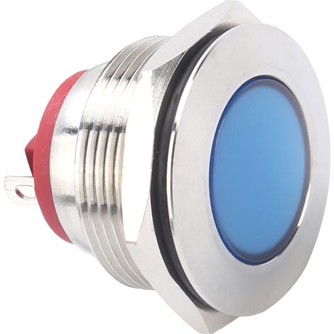 Voyant LED 22 mm en laiton nickelé, étanche, universel, bleu, 6 V (1/5)