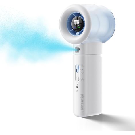 Ventilateur Portable Brumisateur, Ventilateur à Main avec Pulvérisation de Brume, Vitesse 1 à 100, Ventilateurs de Poche USB Rechargeable, Petit Ventilateurs pour Extérieur, Voyage, Blanc (1/5)