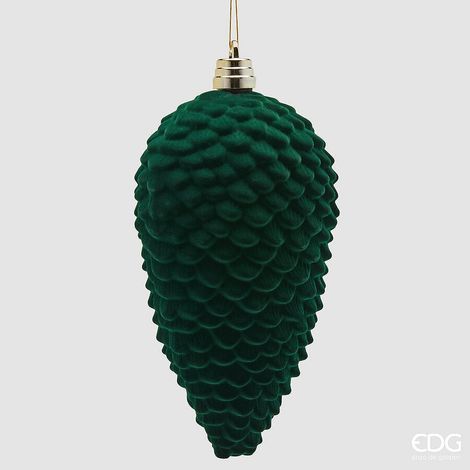EDG Enzo De Gasperi Pigna in Velluto Dark Green H25 cm – Addobbo di Natale (1/2)