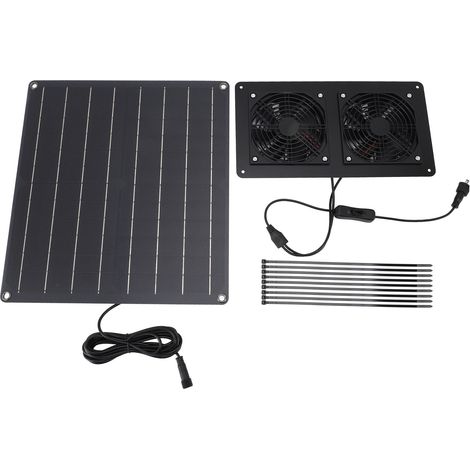 Kit de ventilateur d'extraction solaire, panneau 12V 20W avec interrupteur de commande pour poulailler extérieur, serre, maison pour animaux de compagnie