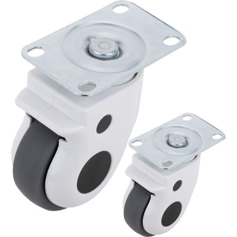 PrimeMatik - Ruedas pivotantes de metal, TPR y ABS para cama médica, sujeción tipo placa, 75x32x108mm 2-pack