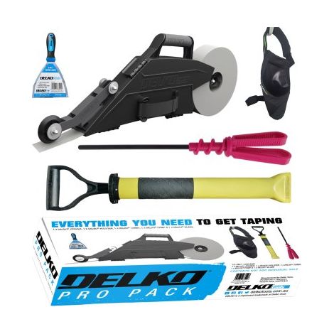 Delko – Pack de 5 outils du plaquiste – Banjo Zunder pour collage bandes à joint – Mélangeur Turbo et pompe à enduit inclus