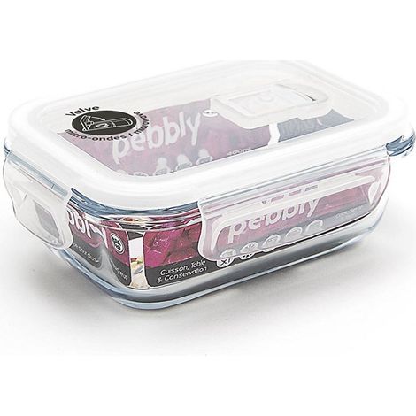 Boite de conservation en verre rectangulaire 400 ml pour cuire, conserver, transporter et réchauffer - 100% hermétique (1/5)