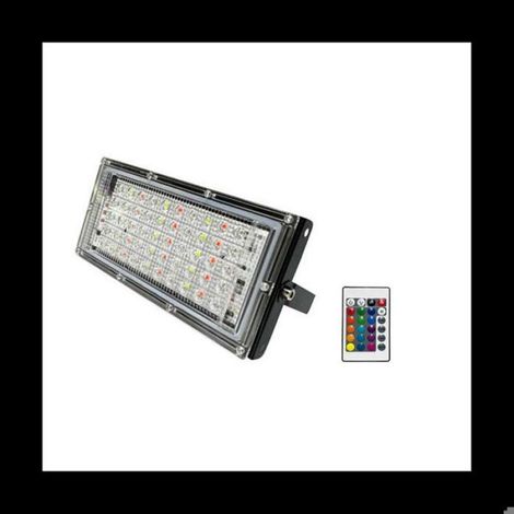TéLéCommande LED Projecteur RéFlecteur Lampe ÉTanche IP65 Projecteur ExtéRieur Jardin LED RVB Spot 50W Prise UE (1/5)