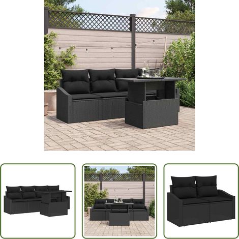 Poly Rattan - Garten-Sofa-Set mit Speicher 5 pcs Schwarz Poly Rattan (1/5)