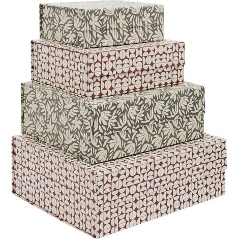 Lot de 4 Boîtes de Rangements "Floréa" 40cm Multicolore