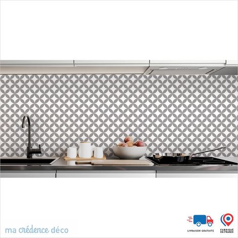 Crédence : Rosaces et couleurs 2 - Couleur Gris platine - Alu composite - 60 - 120 (1/3)