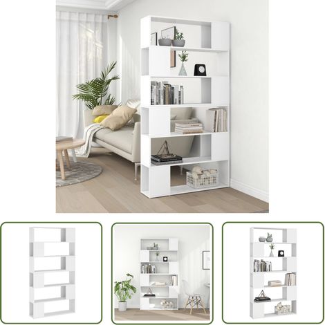 The Living Store Bibliothèque/Séparateur de pièce Blanc 100x24x188 cm - Bibliothèque Blanche - Bibliothèque Moderne - Meuble Rangement - Séparateur Pièce - Étagère Murale (1/5)