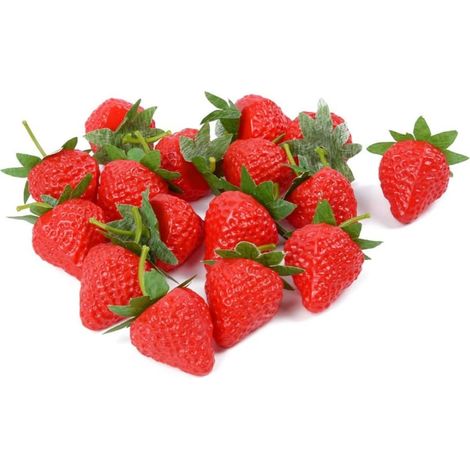 20 fragole artificiali rosse dall'aspetto realistico, perfette per la casa, la cucina, le feste e come oggetti di scena per servizi fotografici. Taglia S. (1/5)
