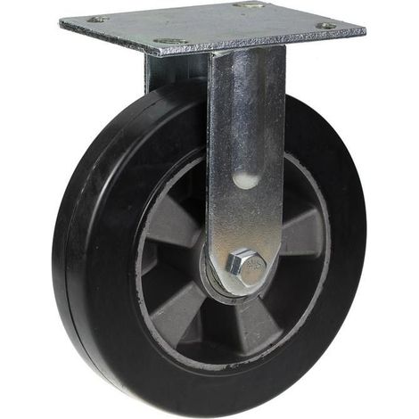 Ruedas - 200 mm - Fijas - Caucho negro - Capacidad 450 kg
