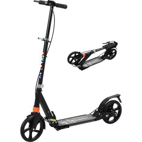Trottinette enfant pliable 2 roues guidon 4 réglages hauteur noir 94x36x88-103 cm