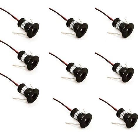 Schwarze 9er-Packung 12 V 1 W Mini-LED-Deckeneinbaustrahler für Küche, Treppenhaus, Schrank, Flur, DIY-Beleuchtung, Warmweiß, Kaltweiß, Vitrinen, Kleiderschrank, kleine Decke, IP65, 3000 K (120°, Warm