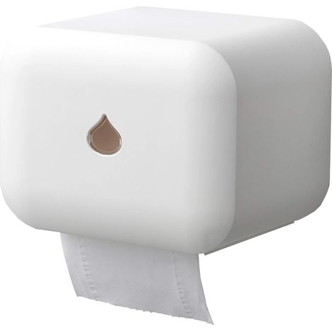 Wasserdichter, wandmontierter, selbstklebender Toilettenpapierrollenhalter/Spender (Weiß)