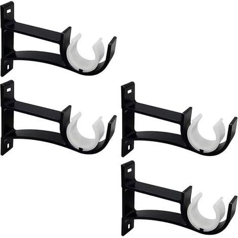 Lot de 4 supports de tringle à rideaux robustes en métal Noir de 26 mm pour tringle à rideaux de 26 mm à 32 mm (1/4)