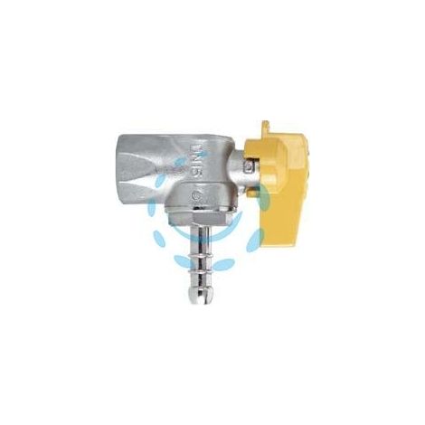 RUBINETTO GAS FEMMINA 1/2" PER GPL a squadro con portagomma ø mm.10