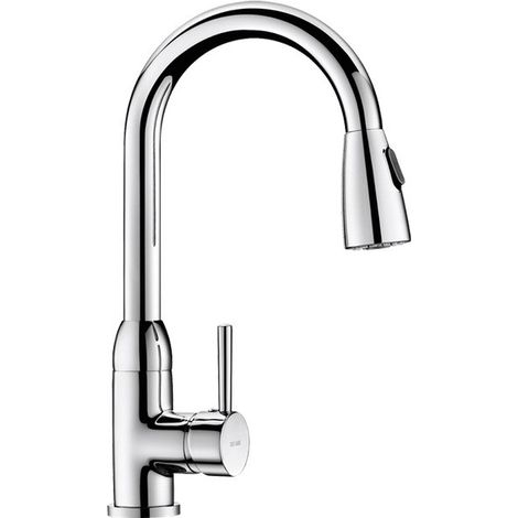 Mitigeur monotrou DELABIE avec bec pivotant H.215 L.200 + douchette extractible (1/2)
