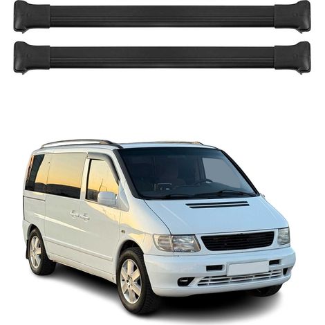 OMAC Aluminium Dachträger Querträger für Mercedes Vito W638 1996-2003 – TÜV / DIN 75302:2019 – Max. 75 kg – 2 Stangen Schwarz (1/5)