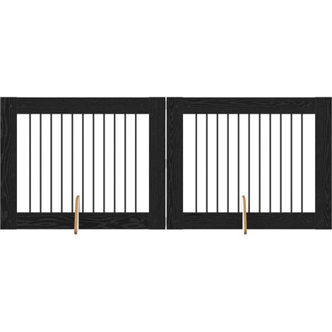 Cancello per cani con supporti 2 pcs Rovere Nero 100 x 80 cm vidaXL