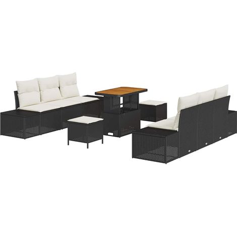 Garden Sofa Set 9 pcs Black and Cream 90 x 55 x 71 cm vidaXL (1/5)
