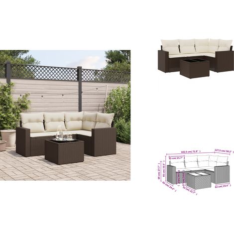 The Living Store 5-tlg. Garten-Sofagarnitur mit Kissen Braun Poly Rattan - Gartenmöbel (1/3)