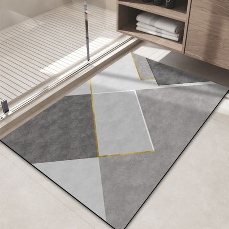 Cubes de terre de diatomées de 40 x 60 cm Tapis de sol en terre de diatomées, tapis antidérapant pour salle de bain, tapis absorbant et à séchage rapide pour l'entrée des toilettes (1/5)