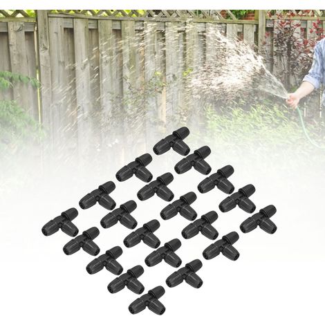 20 raccords en T droits pour l'irrigation de jardin, buses de pulvérisation réglables pour tuyaux 811 (1/5)