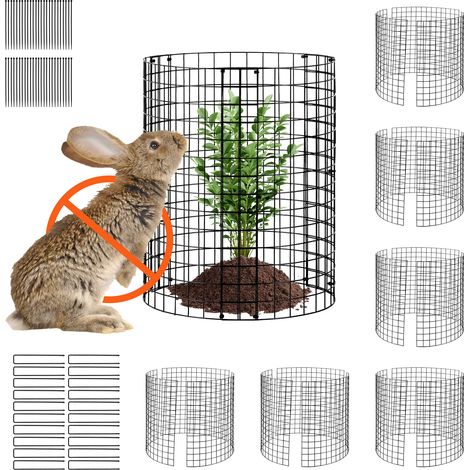 Mophorn 6er-Pack Pflanzenschutz, 12,6" Durchmesser x 14" Höhe, Hühnerdrahtkäfige, Außenzäune für Blumen, Gemüse, hält Tiere fern, Metallgeflecht