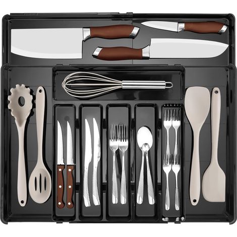 Range Couverts pour Tiroir, Largeur Extensible 30-54cm, 6 à 9 Compartiments (1/5)