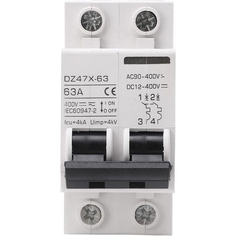 Xiuganpo Disjoncteur Miniature AC DC 63A 2P à Déconnexion Rapide Ignifuge pour Panneau Solaire - Installation Facile pour les Systèmes Connectés au Réseau de Panneaux Solaires (1/5)