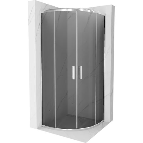 Cabine de douche Mexen Rio demi-arrondie 70 x 70 cm, graphite, chrome - 863-070-070-01-40 (1/5)