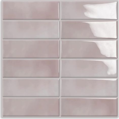 Carrelage Carreaux Adhesif Mural Rectangulaires Rose Salle de Bain Crédence Adhesive,imperméable Adhesif Autocollant(10Pièces,30,5 x 30,5 cm) (1/5)