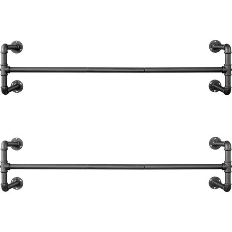Songmics – Portemanteaux muraux noir – Lot de 2 – Acier – 112 x 30 x 29,3 cm – Charge 60 kg – Pour espaces réduits – HSR64BK02