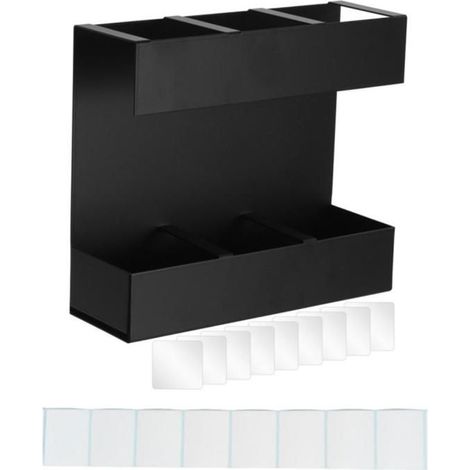 Organisateur de couverts en métal à trois compartiments, étagère de rangement de cuisine (noir) (1/5)