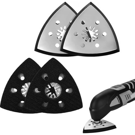 4 pièces Patin ponceuse triangulaire, Triangle patin de ponçage, 93mm Plateau de ponçage outil multifonction, Plateau ponceuse triangulaire, pour Bois, Plastique Dur Ponçage Outil (93mm) (1/5)