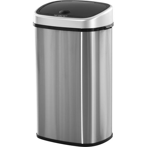 Mülleimer 58L Automatischer Abfalleimer Mit Infrarotsensor, Hygienisch, Groß, Edelstahl, Silber, L40,9Xb28,9Xh68 Cm