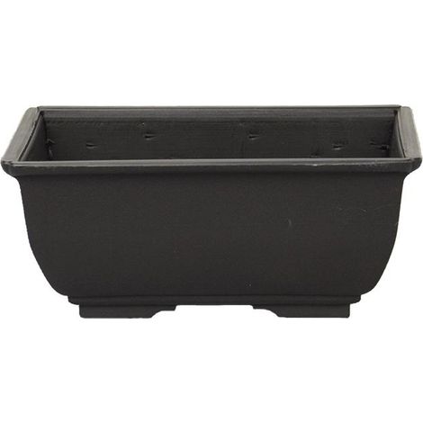 Vaso Giapponese rettangolare in plastica marrone per bonsai 13,5x9,5x5,5 cm - PG2