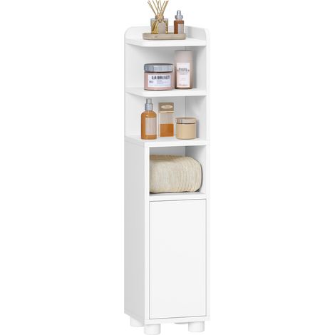 Slim Bathroom Storage Cabinet, Narrow Bathroom Storage Unit with Open & Closed Dual-Zone Design & Adjustable Shelves (1/5)