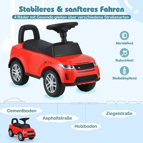 Porteur voiture enfant rouge en PP avec klaxon, sons de moteur et rangement sous le siège pour maison et jardin (1/5)