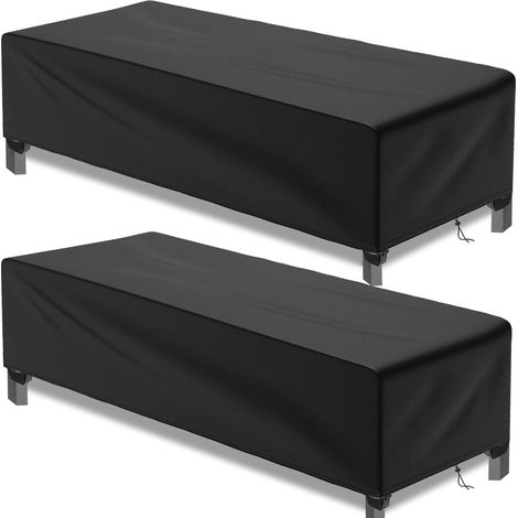 Lot de 2 Housses de Protection pour Chaise Longue de Jardin - Imperméables, Coupe-Vent, indéchirables, Charge Lourde 500D - en Tissu Oxford - 200 x 68 x 30 cm - Noir (1/5)