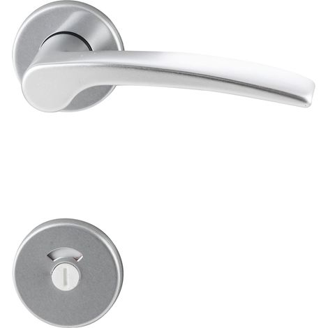 Drückergarnitur TRIEST - auf Rosette WC, 38 - 42, Aluminium silber eloxiert (1/2)