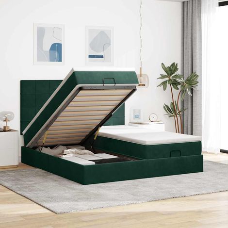 Ottoman-Bett mit Matratzen Dunkelgrün 180x200 cm Samt (1/5)