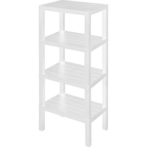 Scaffale bagno 4 ripiani bianco effetto legno in kit montaggio Buzz (1/4)