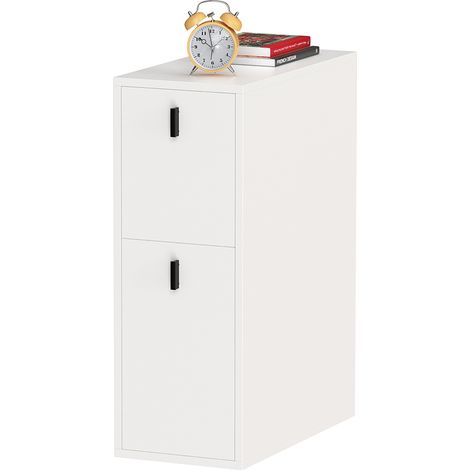 Haloyo® Moderner Beistelltisch mit 2 Schubladen, Teil eines Sofas, Couchtisch, geeignet für das Wohnzimmer und das Schlafzimmer, Maße: 25x50x70cm, weiß (1/5)