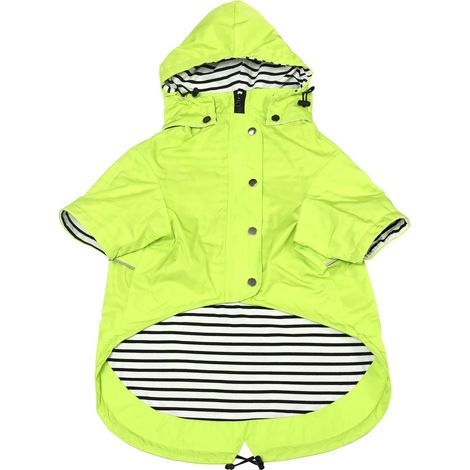 Imperméable pour Chien avec Capuche Amovible Veste de Pluie Réfléchissante et Coupe-vent Manteau Imperméable Ajustable avec Poches pour Chiens de Petite et Moyenne Taille Vert Fluorescent (1/5)