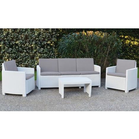 SALOTTO RESINA BIANCO """VARANO-STROMBOLI""" SET 4PZ