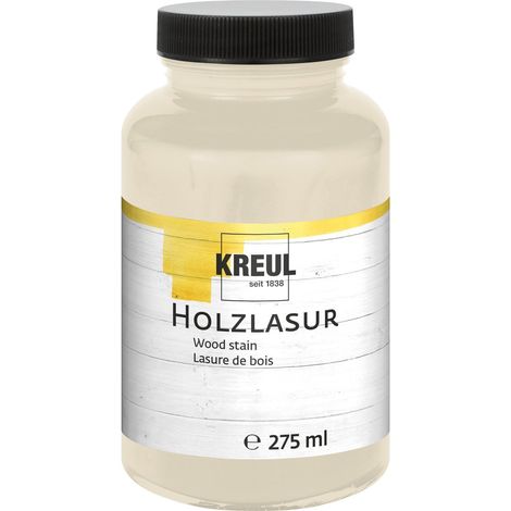 Lasure Acrylique pour Bois aux Couleurs intenses, 275 ML Verre Plastique Blanc, pour Bois Naturel Non traité et papiers naturels absorbants, Fluide - Peinture Liquide à Base d'eau (1/2)