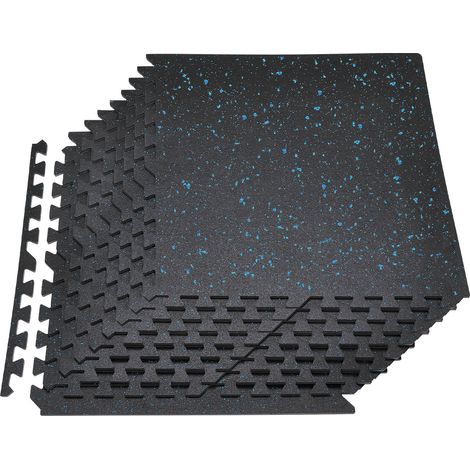 VEVOR Esterilla Puzzle 24 Piezas de 610 x 610 x 10 mm, Suelo Gimnasio de Goma EVA Alta Densidad, Colchoneta de Ejercicios con Puntos Azules Antiruido Antideslizante Antigolpe para Equipo Pesado, Casa (1/5)