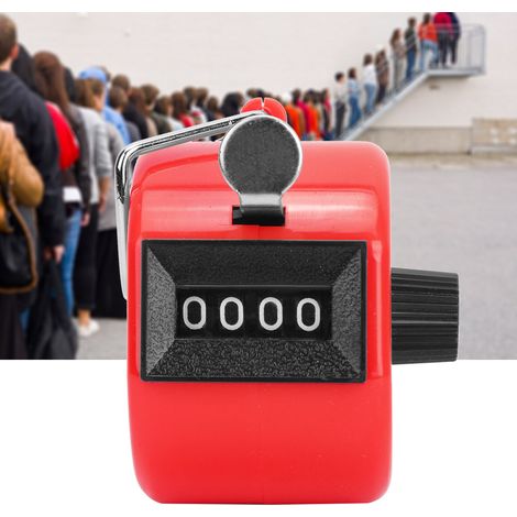 Calculatrice de poche BERM, 4 chiffres, avec bouton en plastique, fonction de remise à zéro et crochet, rouge (1/5)